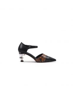 Jady Rose JadyRose | Smiley Patterned Detail Belted Women's Heeled Pump - Brown 7 Jady Rose JadyRose | Smiley Patterned Detail Belted Women's Heeled Pump - Brown