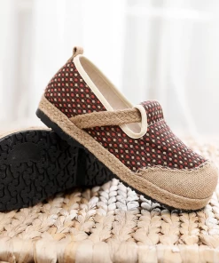 TC NEW ARRIVALS Cactus Rose | Gypsophila Print Linen Brown Espadrilles