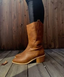 YL En Bloom | Brown Pull-Tab Cowboy Knee Boots New In Shoes