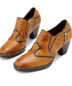 NEW ARRIVALS SOFFIA Genuine Leather Stitch Contrast Trim Heel Boots Loafers