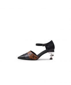 Jady Rose JadyRose | Smiley Patterned Detail Belted Women's Heeled Pump - Brown 8 Jady Rose JadyRose | Smiley Patterned Detail Belted Women's Heeled Pump - Brown