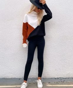 MY Smaibulun | DULCIE Brown Color Block Turtleneck Knit Sweater 9 MY Smaibulun | DULCIE Brown Color Block Turtleneck Knit Sweater