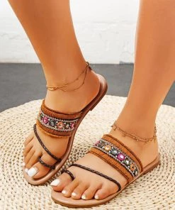 HT EN BLOOM | BOHO STRING THONG BROWN