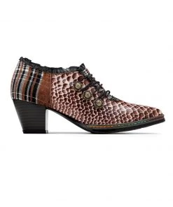 SOFFIA | Lace Trim Vintage Plaid Printed Leather Oxford