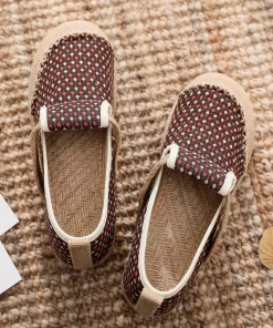 TC NEW ARRIVALS Cactus Rose | Gypsophila Print Linen Brown Espadrilles