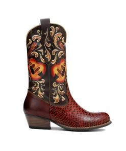 Soffia | Genuine Leather Brown Guitar Cowboy Knee Western Boots