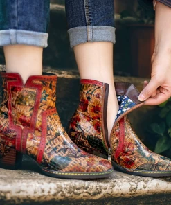 SOFFIA | Terracotta Warriors Vintage Genuine Leather Mid Heel Ankle Boots