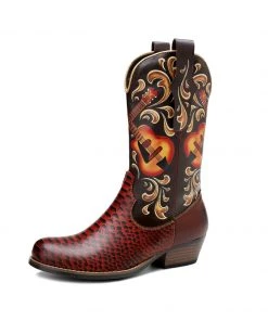 Soffia | Genuine Leather Brown Guitar Cowboy Knee Western Boots