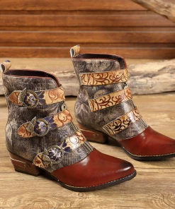 RXD SOFFIA | Genuine Leather Tri-Strap Font Zip Ankle Boots NEW ARRIVALS