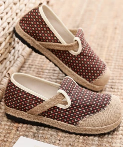 TC NEW ARRIVALS Cactus Rose | Gypsophila Print Linen Brown Espadrilles