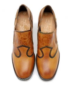 NEW ARRIVALS SOFFIA Genuine Leather Stitch Contrast Trim Heel Boots Loafers