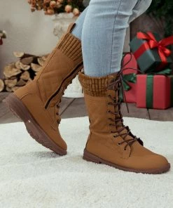 YL New In Shoes En Bloom | Brown Plaid Pattern Sock-Lined Boot