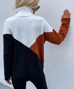 MY Smaibulun | DULCIE Brown Color Block Turtleneck Knit Sweater 11 MY Smaibulun | DULCIE Brown Color Block Turtleneck Knit Sweater