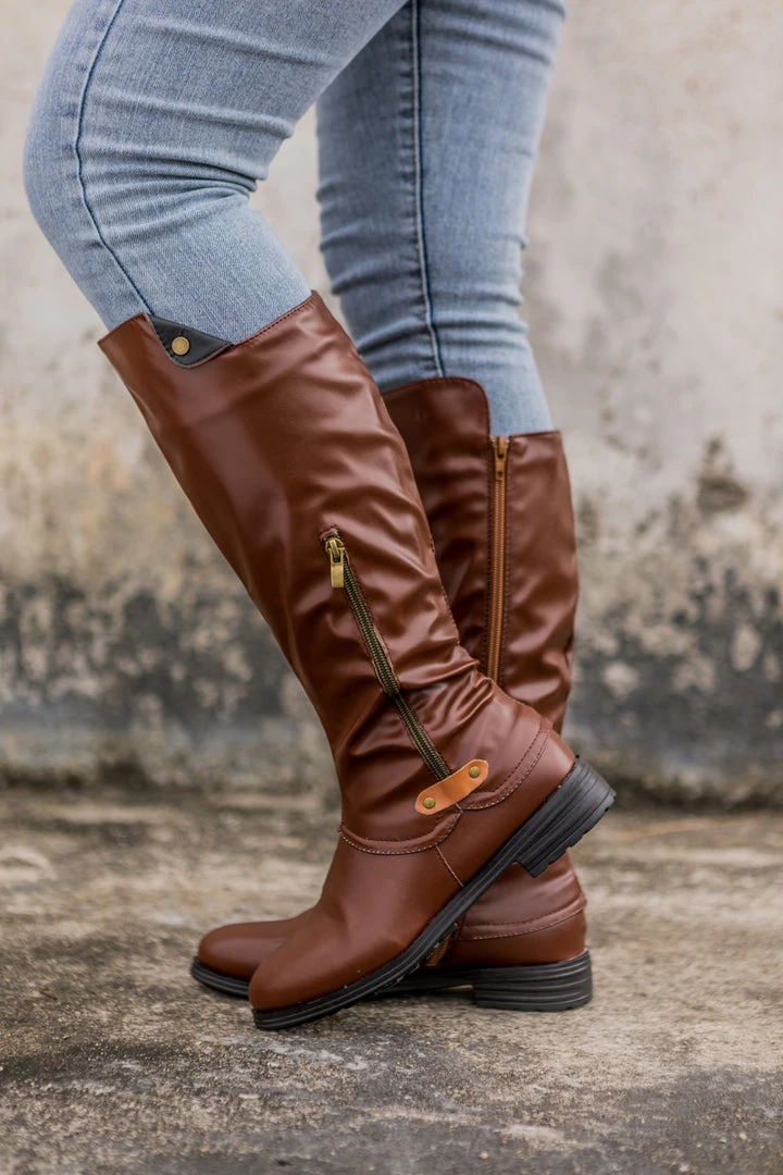 AL En Bloom | Side-Pocket Slouchy Long Boot - Brown 1 AL En Bloom | Side-Pocket Slouchy Long Boot - Brown