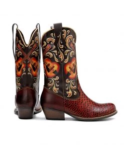 Soffia | Genuine Leather Brown Guitar Cowboy Knee Western Boots
