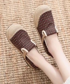 TC NEW ARRIVALS Cactus Rose | Gypsophila Print Linen Brown Espadrilles