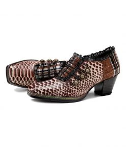 SOFFIA | Lace Trim Vintage Plaid Printed Leather Oxford