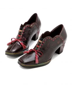 SOFFIA | Curve Ankle Floral Embossed Genuine Leather Loafers S/S 2022