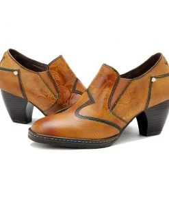 NEW ARRIVALS SOFFIA Genuine Leather Stitch Contrast Trim Heel Boots Loafers