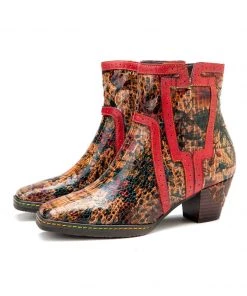 SOFFIA | Terracotta Warriors Vintage Genuine Leather Mid Heel Ankle Boots
