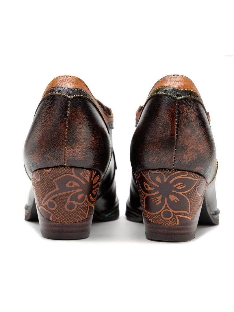 New In Shoes Soffia | Genuine Leather Embossed Block Brogue-Detail Heel Oxford Shoes 8 New In Shoes Soffia | Genuine Leather Embossed Block Brogue-Detail Heel Oxford Shoes