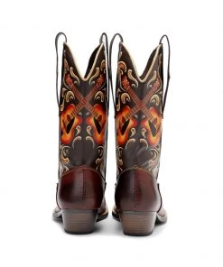 SOFFIA |Genuine Leather Brown Rock & Roll Guitar Mid-Calf Western Boots New In Shoes
