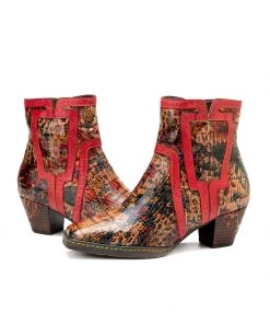 SOFFIA | Terracotta Warriors Vintage Genuine Leather Mid Heel Ankle Boots