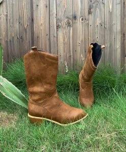 YL En Bloom | Brown Pull-Tab Cowboy Knee Boots New In Shoes