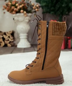 YL New In Shoes En Bloom | Brown Plaid Pattern Sock-Lined Boot