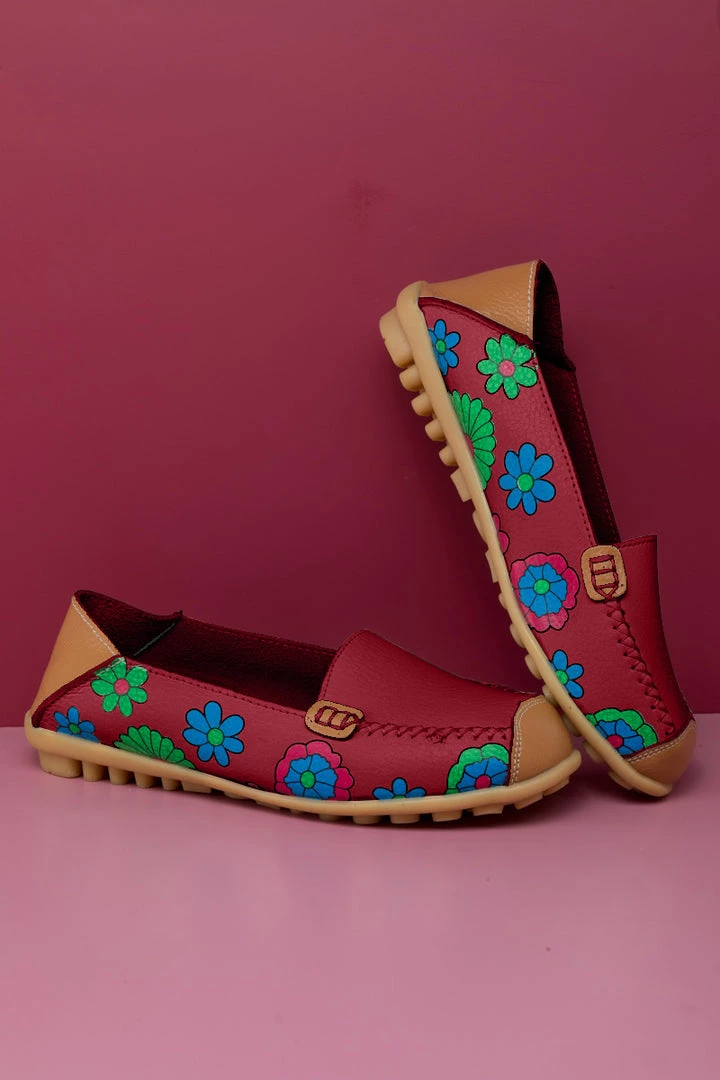 ATC Floral Print-Accent Leather Loafers - MAMA LOVE 9 ATC Floral Print-Accent Leather Loafers - MAMA LOVE