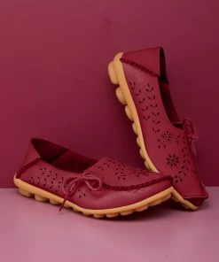 ATC Side Tie Laser Cut Round-Toe Loafers - MAMA LOVE