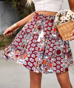 LORAYNE MINI SKIRT - BURGUNDY 9 LORAYNE MINI SKIRT - BURGUNDY