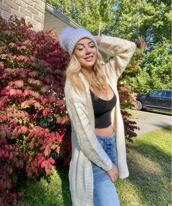 MY Smaibulun | Braid Open Knit Long Cardigan - Cream