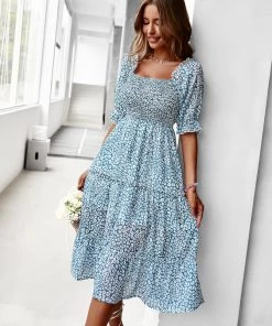 DY NEW ARRIVALS LAURISA MIDI DRESS - CADET BLUE