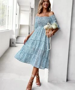 DY NEW ARRIVALS LAURISA MIDI DRESS - CADET BLUE