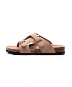 GLF Maibulun | Camel Criss Cross Wrap Suede Sandals Slides