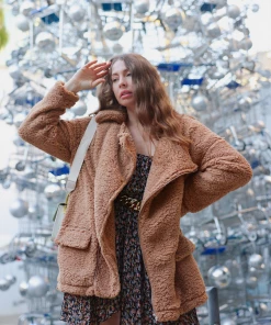 YBL New In Clothing Smaibulun Doll | Camel Asymmetrical Zip-Front Fleece Jacket