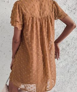 DY NEW ARRIVALS LOIDA Swiss Dot Tunic Dress - Camel