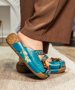 JF SOFFIA | Genuine Leather Cerulean Ribbed-Sole Floral Appliqued Sandals Clogs NEW ARRIVALS 11 JF SOFFIA | Genuine Leather Cerulean Ribbed-Sole Floral Appliqued Sandals Clogs NEW ARRIVALS