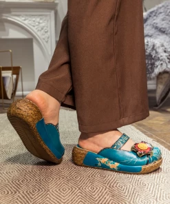JF SOFFIA | Genuine Leather Cerulean Ribbed-Sole Floral Appliqued Sandals Clogs NEW ARRIVALS 12 JF SOFFIA | Genuine Leather Cerulean Ribbed-Sole Floral Appliqued Sandals Clogs NEW ARRIVALS