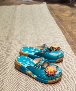 JF SOFFIA | Genuine Leather Cerulean Ribbed-Sole Floral Appliqued Sandals Clogs NEW ARRIVALS 13 JF SOFFIA | Genuine Leather Cerulean Ribbed-Sole Floral Appliqued Sandals Clogs NEW ARRIVALS