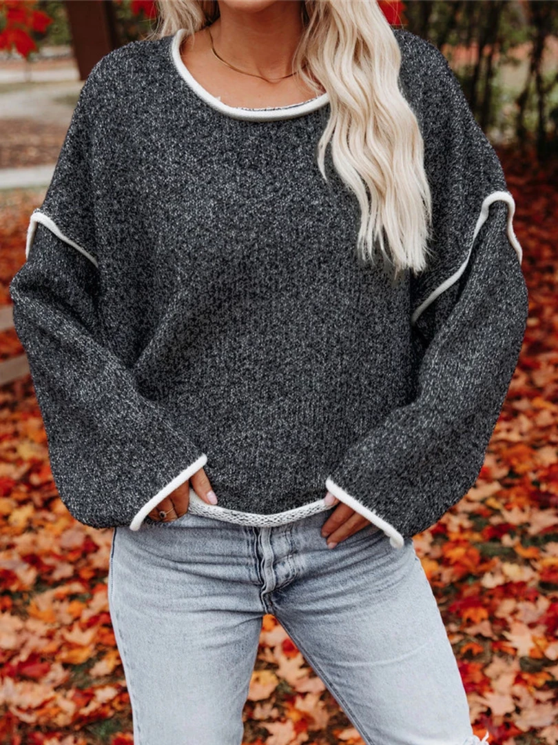 MY New In Clothing Smaibulun | STEPHANIE Charcoal Widen Neckline Knit Pullover 1 MY New In Clothing Smaibulun | STEPHANIE Charcoal Widen Neckline Knit Pullover