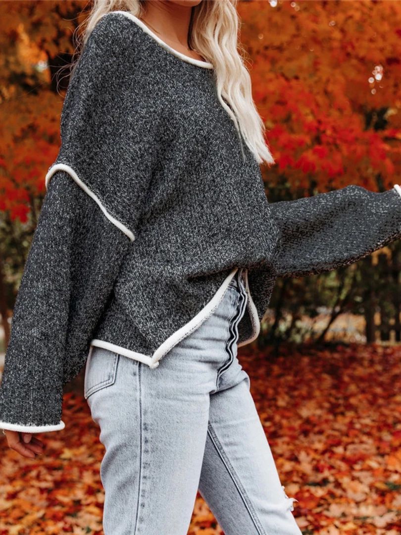 MY New In Clothing Smaibulun | STEPHANIE Charcoal Widen Neckline Knit Pullover 2 MY New In Clothing Smaibulun | STEPHANIE Charcoal Widen Neckline Knit Pullover