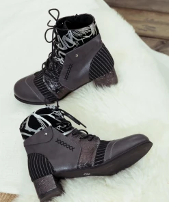 YL En Bloom | Silver Butterfly Embroidered Charcoal Ankle Boot