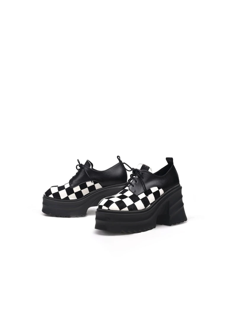 Jady Rose JadyRose | Chess Pattern Upper Leather Chunky Heel Oxford New In Shoes 1 Jady Rose JadyRose | Chess Pattern Upper Leather Chunky Heel Oxford New In Shoes