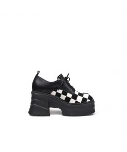 Jady Rose JadyRose | Chess Pattern Upper Leather Chunky Heel Oxford New In Shoes