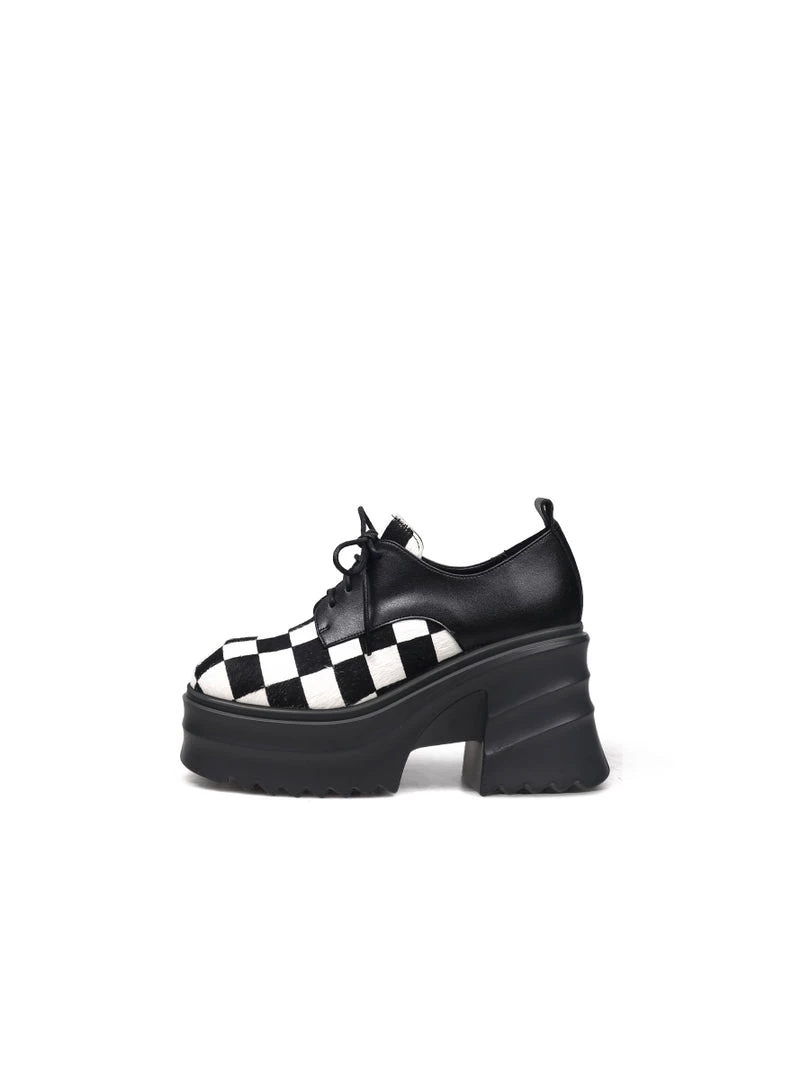 Jady Rose JadyRose | Chess Pattern Upper Leather Chunky Heel Oxford New In Shoes 3 Jady Rose JadyRose | Chess Pattern Upper Leather Chunky Heel Oxford New In Shoes
