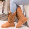 XH SMAIBULUN UGG™ | Chestnut Ribbon Lace-Up Faux Fur-Lined Suede Boots New In Shoes
