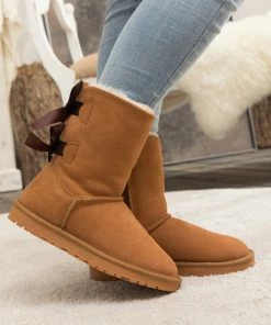 XH New In Shoes SMAIBULUN UGG™ | Back Ribbon Double-Bow Suede Boots