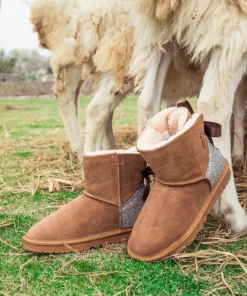 XH SMAIBULUN UGG™ | Back Sequins Ribbon Bow Faux Fur-Lined Suede Boots - Chestnut NEW ARRIVALS